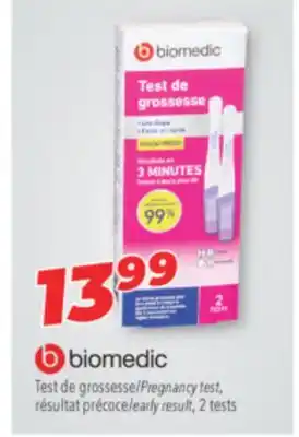 Familiprix BIOMEDIC, Test Pregnancy test, early result, 2 tests offer