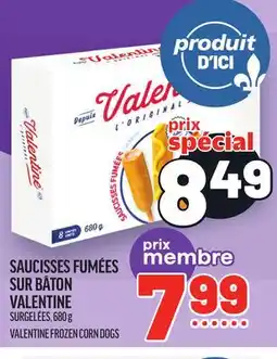 Metro SAUCISSES FUMÉES SUR BÂTON VALENTINE | VALENTINE FROZEN CORN DOGS offer