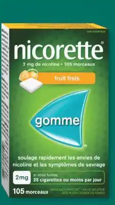 Familiprix Nicorette stop smoking nicotine 2mg gum Fresh Fruit 105un offer