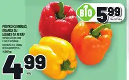 Metro POIVRONS ROUGES, ORANGE OU JAUNES DE SERRE | HOTHOUSE RED, ORANGE OR YELLOW PEPPERS offer