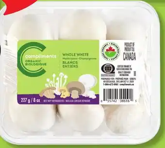 IGA COMPLIMENTS ORGANIC WHOLE WHITE OR CREMINI MUSHROOMS offer