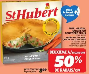 IGA ST-HUBERT FRESH PIE, GRATIN, QUICHE OR TOURTIERE offer