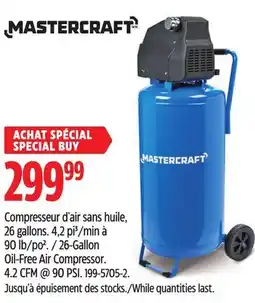 Canadian Tire MASTERCRAFT 26-Gallon Oil-Free Air Compressor offer