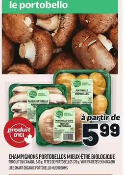 Metro CHAMPIGNONS PORTOBELLOS MIEUX-ÊTRE BIOLOGIQUE | LIFE SMART ORGANIC PORTOBELLO MUSHROOMS offer