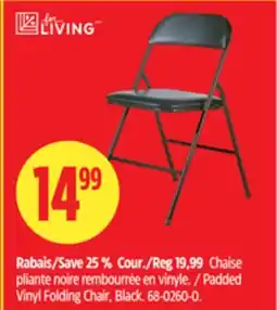 Canadian Tire FOR LIVING Padded Vinyl Folding Chair, Black offer