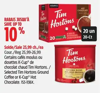 Canadian Tire Selected Tim Hortons Ground Coffee or K-Cup Hot Chocolate offer