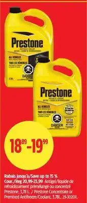 Canadian Tire Prestone Concentrate or Premixed Antifreeze/Coolant offer