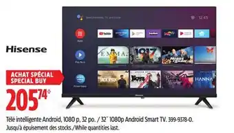 Canadian Tire Hisense 32˝ 1080p Android Smart TV offer