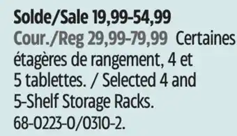 Canadian Tire Selected 4 and 5-Shelf Storage Racks offer