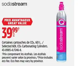 Canadian Tire Sodastream Selected 60L CO2 Carbonating Cylinders offer