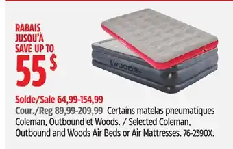 Canadian Tire Selected Coleman, Outbound and Woods Air Beds or Air Mattresses offer