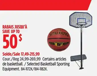 Canadian Tire SPALDING Selected Basketball Sporting Equipment offer