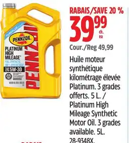 Canadian Tire Platinum High Mileage Synthetic Motor Oil offer