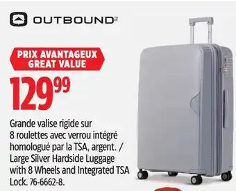 Canadian Tire Outbound Large Silver Hardside Luggage with 8 Wheels and Integrated TSA Lock offer