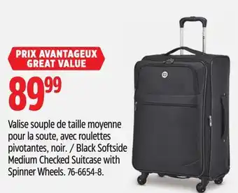 Canadian Tire Outbound Black Softside Medium Checked Suitcase with Spinner Wheels offer