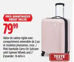 Canadian Tire Outbound Pink Hardside Carry-On Suitcase with Spinner Wheels and 2˝ Expander offer