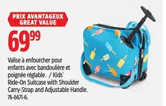 Canadian Tire Kids' Ride-On Suitcase with Shoulder Carry-Strap and Adjustable Handle offer