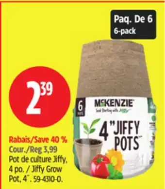 Canadian Tire Jiffy Grow Pot, 4˝ offer