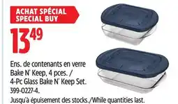 Canadian Tire 4-Pc Glass Bake N' Keep Set offer