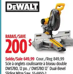 Canadian Tire DWS780 12˝ Dual-Bevel Sliding Mitre Saw offer