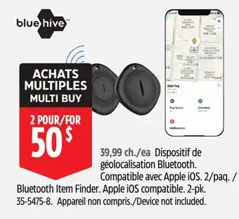 Canadian Tire BLUEHIVE Bluetooth Item Finder Apple iOS compatible. 2-pk offer