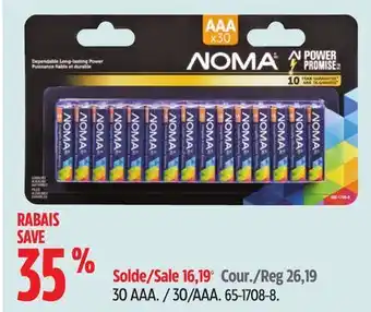 Canadian Tire NOMA 30-pk AAA Alkaline Batteries, Long Lasting, All Purpose offer