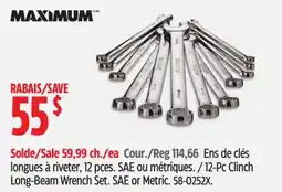 Canadian Tire MAXIMUM 12-Pc Clinch Long-Beam Wrench Set offer