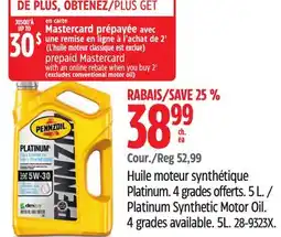 Canadian Tire Pennzoil Platinum Synthetic Motor Oil. 4grades available offer