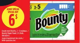 Canadian Tire Bounty Paper Towel, 2=5 Rolls offer