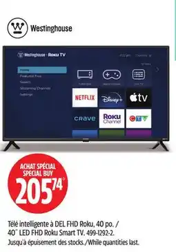 Canadian Tire Westinghouse 40˝ LED FHD Roku Smart TV offer