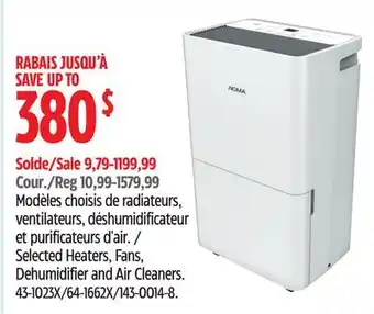 Canadian Tire Selected Heaters, Fans, Dehumidifier and Air Cleaners offer