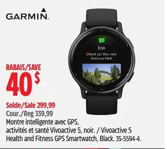 Canadian Tire Garmin Vivoactive 5 Health and Fitness GPS Smartwatch, Black offer