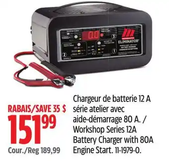 Canadian Tire MotoMaster Eliminator Workshop Series 12A Battery Charger with 80A Engine Start offer