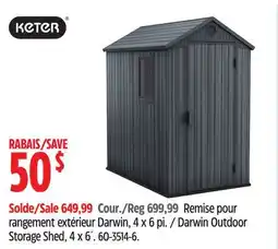 Canadian Tire Darwin Outdoor Storage Shed, 4 x 6´ offer