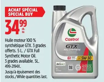 Canadian Tire Castrol GTX Full Synthetic Motor Oil offer