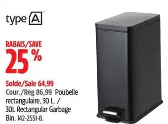 Canadian Tire type A 30L Rectangular Garbage Bin offer