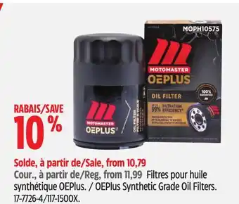 Canadian Tire MotoMaster OEPlus Synthetic Grade Oil Filters offer