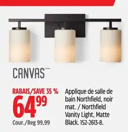 Canadian Tire CANVAS Northfield Vanity Light, Matte Black offer