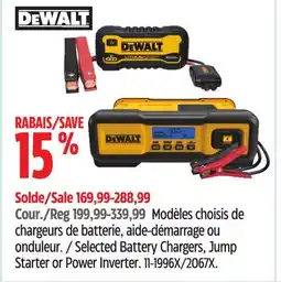 Canadian Tire DEWALT Selected Battery Chargers, Jump Starter or Power Inverter offer