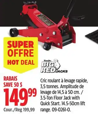 Canadian Tire Big Red 3.5-Ton Floor Jack with Quick Start offer