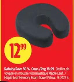 Canadian Tire Maple Leaf Memory Foam Travel Pillow offer