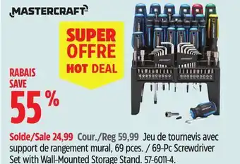 Canadian Tire MASTERCRAFT 69-Pc Screwdriver Set with Wall-Mounted Storage Stand offer