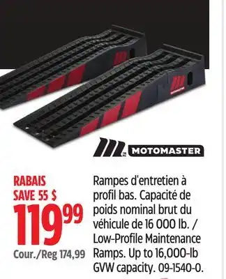 Canadian Tire MOTOMASTER Low-Profile Maintenance Ramps offer