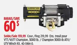 Canadian Tire Champion Power Equipment Champion 3000-lb ATV/ UTV Winch Kit offer