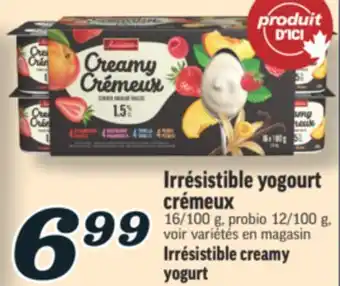 Marché Richelieu YOGOURT CRÉMEUX IRRÉSISTIBLE | IRRÉSISTIBLE CREAMY YOGURT offer