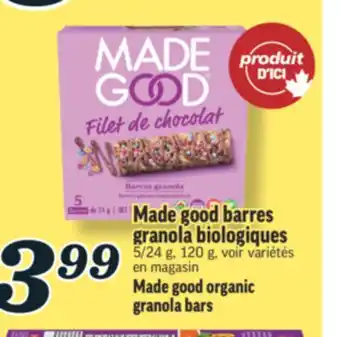 Marché Richelieu MADE GOOD BARRES GRANOLA BIOLOGIQUES | MADE GOOD ORGANIC GRANOLA BARS offer