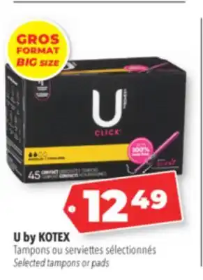 Familiprix U by KOTEX Tampons Selected tampons or pads offer