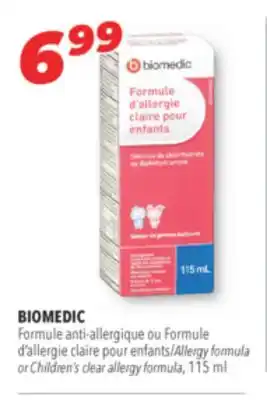 Familiprix BIOMEDIC Allergy formula or Children's clear allergy offer