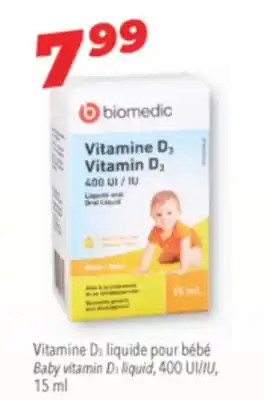 Familiprix BIOMEDIC Baby vitamin D3 liquid, 400 UI/IU, 15 ml offer