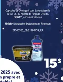 Provigo CAPSULES DE DÉTERGENT POUR LAVE-VAISSELLE, 30-55 UN. OU AGENTS DE RINÇAGE, 946 ML FINISH offer